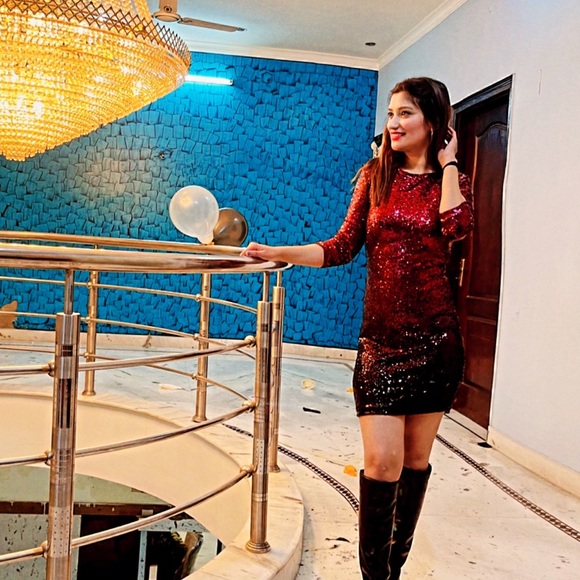 Dresses & Skirts - Bodycon  party red ombre sequins dress